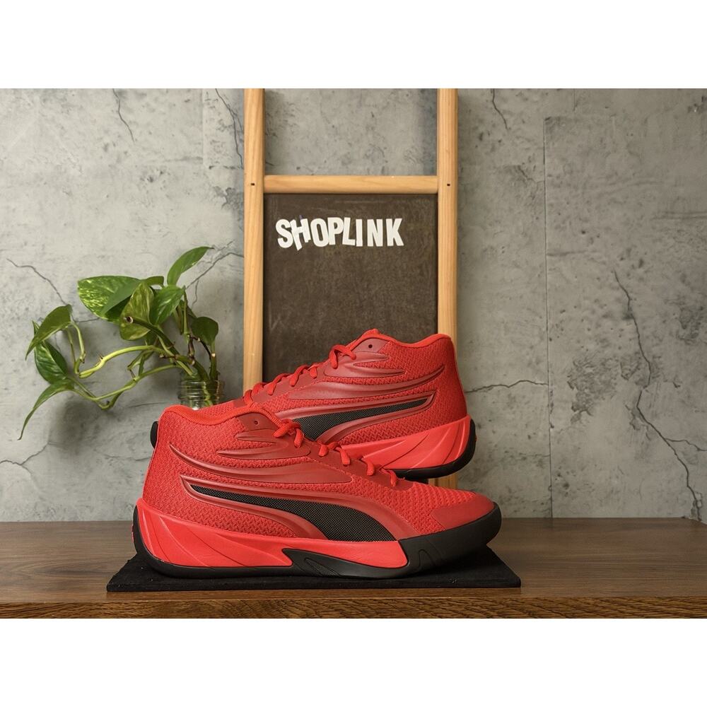 Puma Court Pro Basketball Sneakers Mens 8 Red Black Trim Shoes 310829-02 - Picture 5 of 13